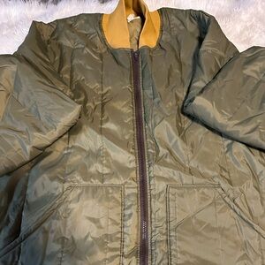 Duxbak Olive Green Men Jacket with Mustard Collar